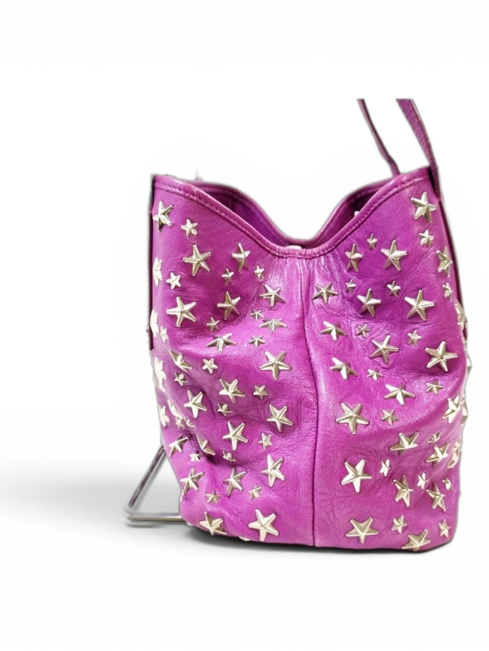 EUC Authentic Jimmy Choo Sasha S Star Studded Leather Tote Bag - Purple - Picture 9 of 9